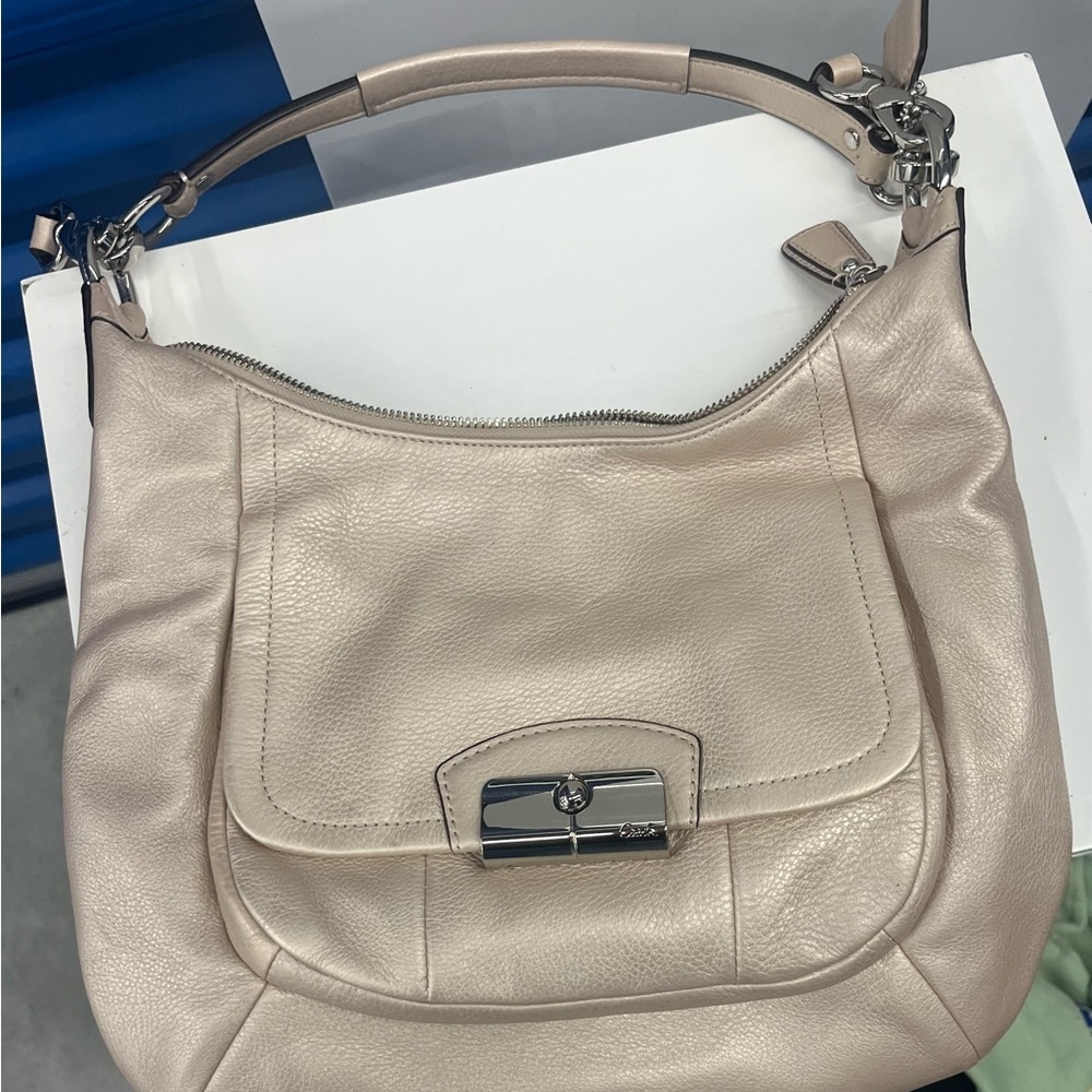 Cream Coach leather purse